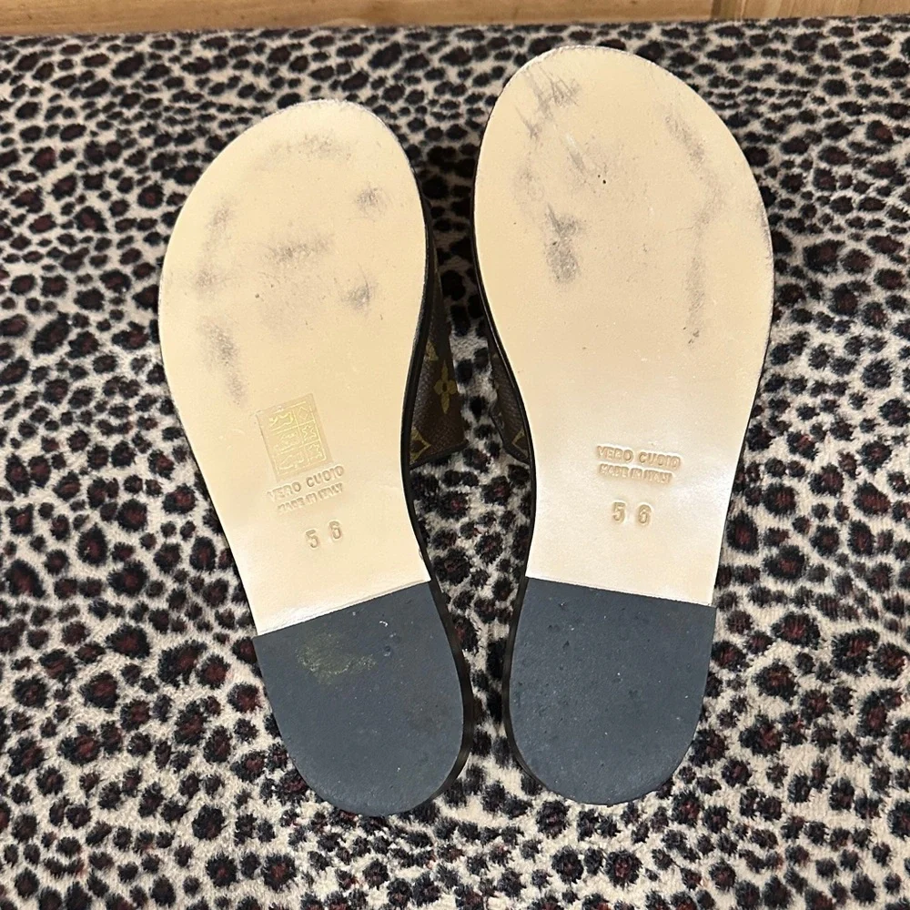 Louis Vuitton Black and Brown Monogram Sandals - Picture 3 of 3
